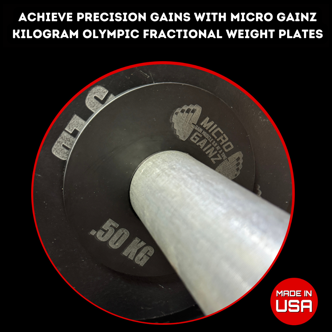 Micro Gainz Olympic Size Kilogram Fractional Weight Plates Set of 4 Steel Plates (2-.25KG and  2-.50KG)