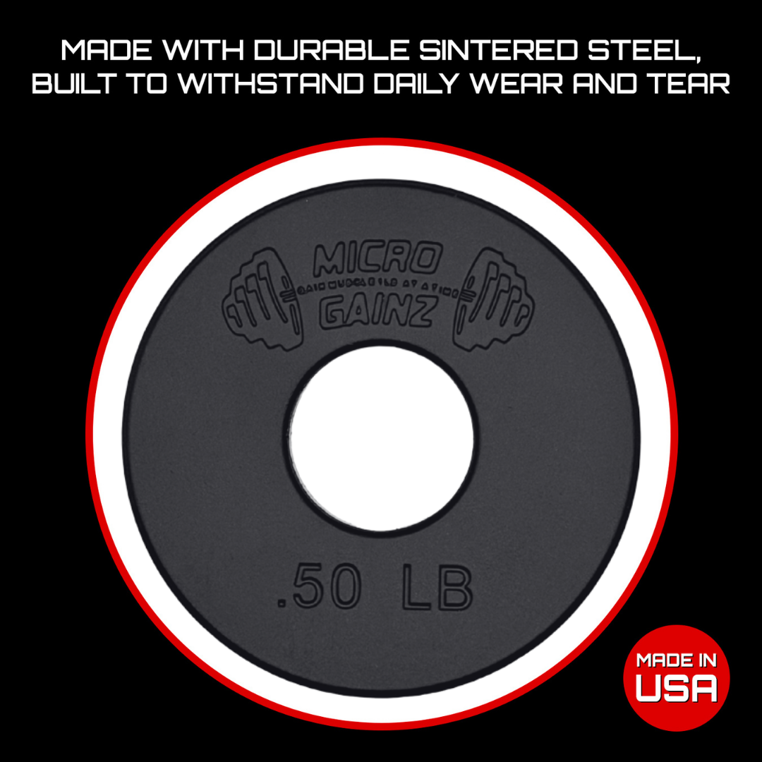 Micro Gainz Standard 1-Inch Center Hole Fractional Weight Plates Set of 8-.50LB Plates