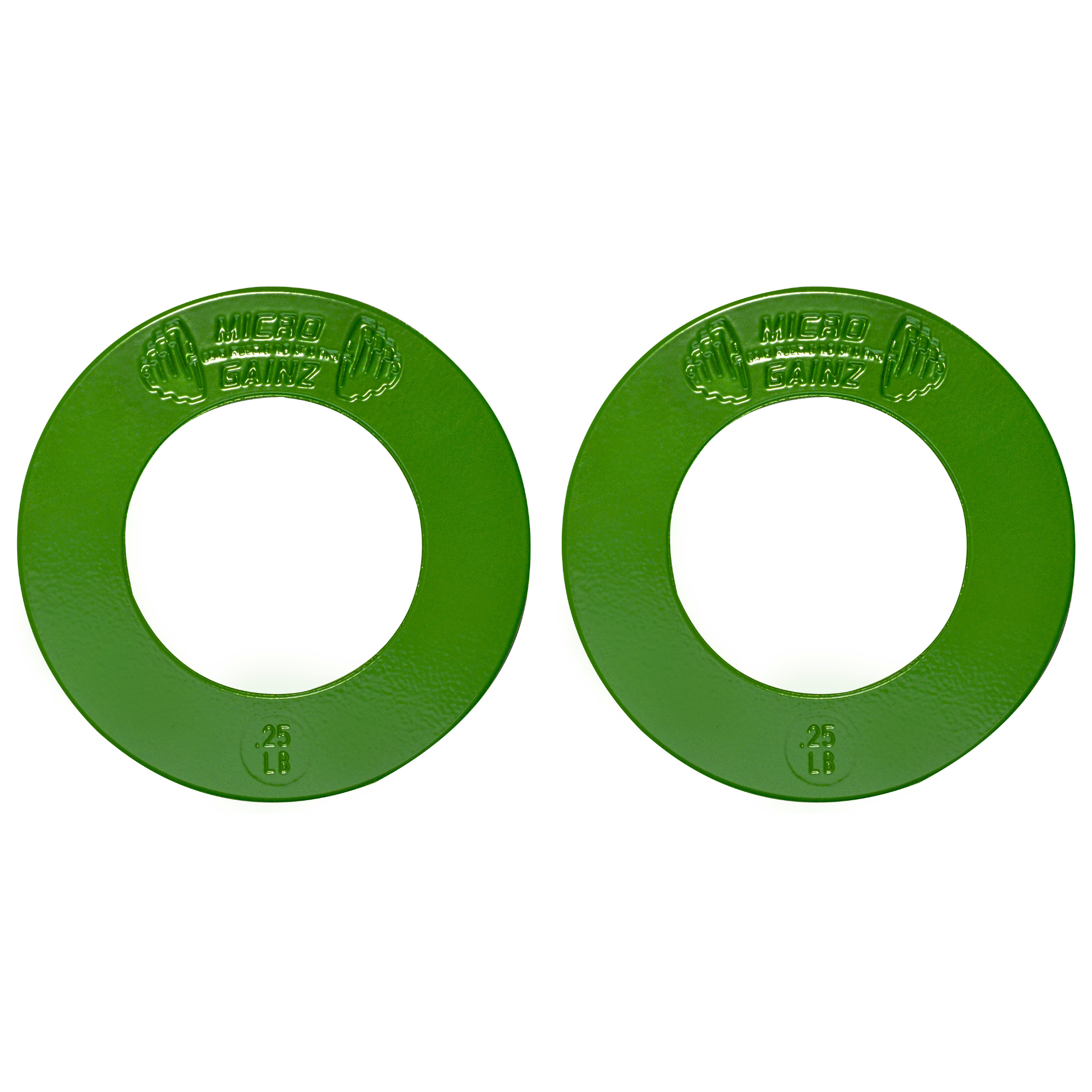 Micro Gainz Olympic Size Fractional Weight Plates Pair of Green .25LB Plates