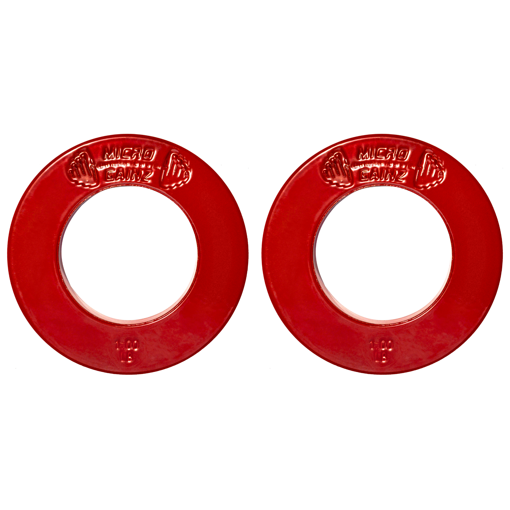 Micro Gainz Olympic Size Fractional Weight Plates Pair of Red 1LB Plates