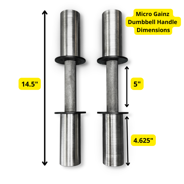 Micro Gainz Premium 2" Olympic Size Steel 14.5-Inch Loadable Dumbbell Handle, Set of 2